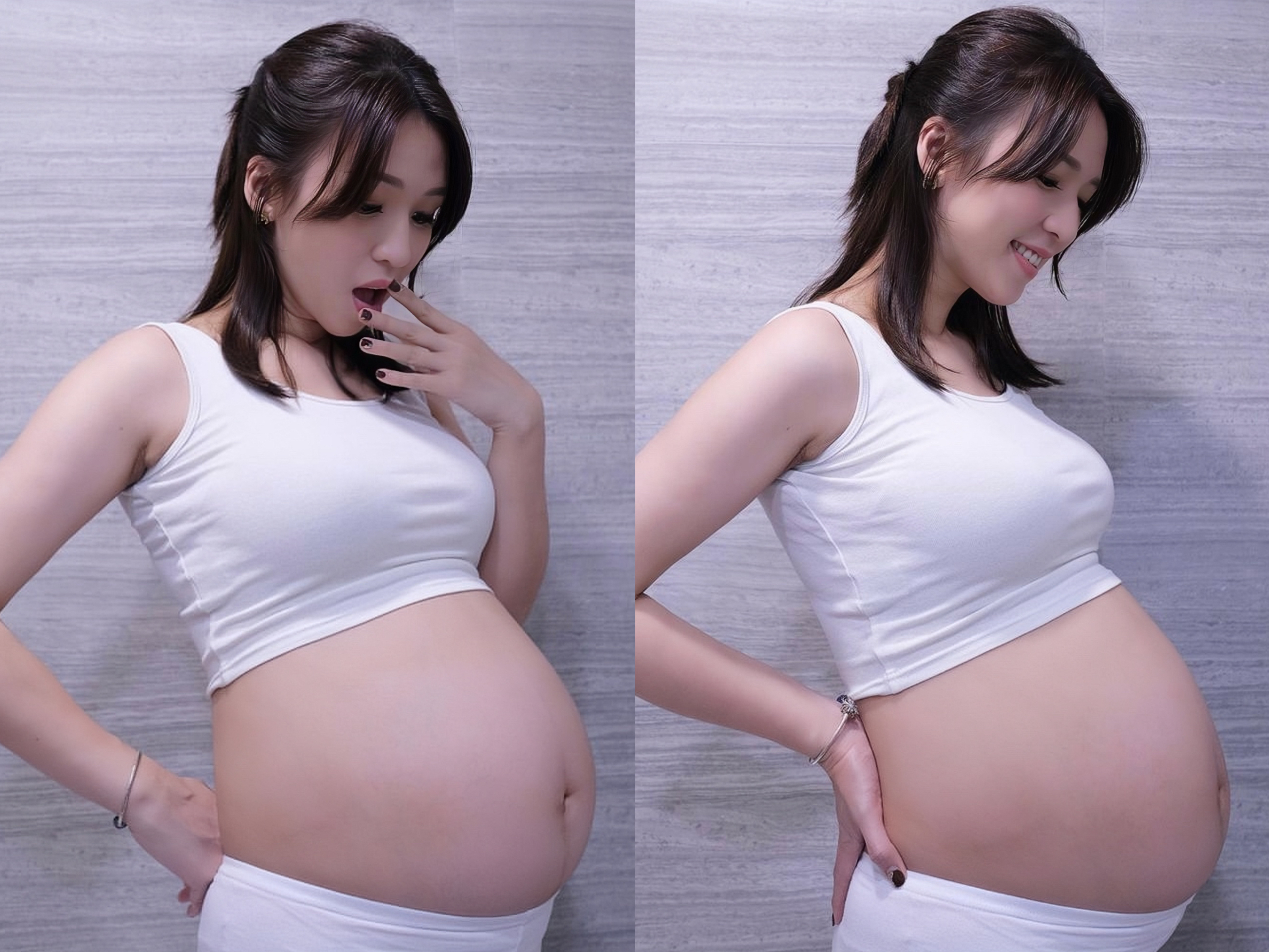 TVB知名童颜女神怀二胎，巨大孕肚引热议，网友：可能怀了双胞胎