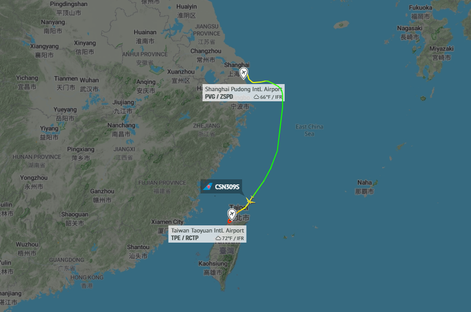 广州飞台北航班遭遇雷雨天气 先后备降高雄、上海两地 最后无奈取消