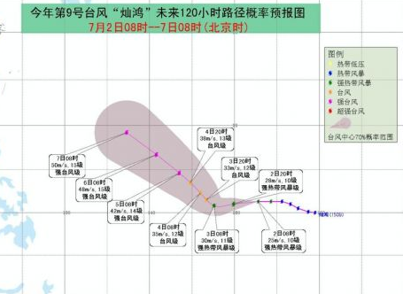 2015年第9号台风灿鸿未来路线图