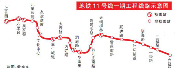 天津地铁11号线一期21座站点公布