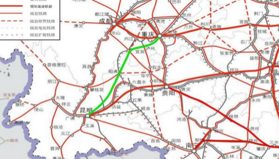京昆高铁规划路线图
