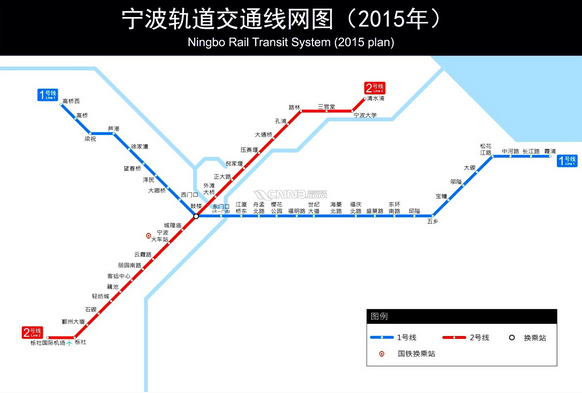 宁波地铁2号线一期线路图