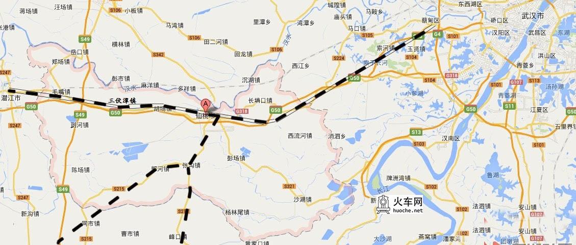 武汉到仙桃城际铁路规划图