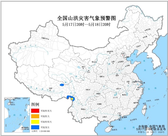 5月18日山洪预警：云南西藏等地部分地区可能发生山洪灾害1
