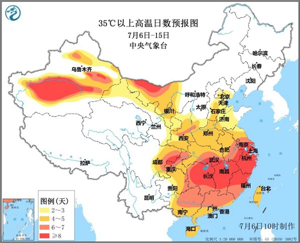 7月6日至15日高温即将来袭 长江中下游地区将出现持续性高温晴热天气1
